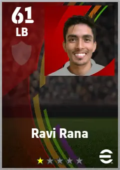Ravi Rana eFootball 2026 player card — 61 OVR LB