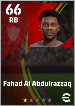Fahad Al Abdulrazzaq eFootball 2026 player card — 66 OVR RB
