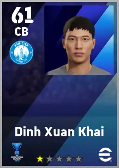Dinh Xuan Khai eFootball 2026 player card — 61 OVR CB
