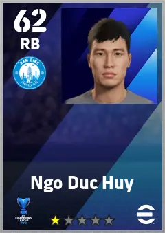 Ngo Duc Huy eFootball 2026 player card — 62 OVR RB