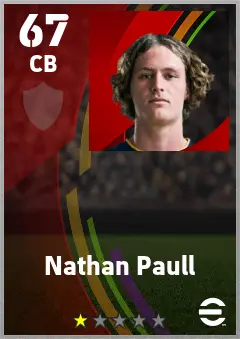 Nathan Paull eFootball 2026 player card — 67 OVR CB