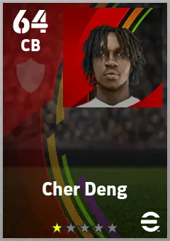 Cher Deng eFootball 2026 player card — 64 OVR CB