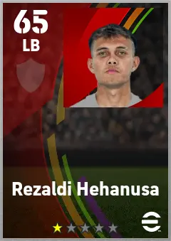 Rezaldi Hehanusa eFootball 2026 player card — 65 OVR LB