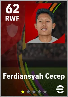 Ferdiansyah Cecep eFootball 2026 player card — 62 OVR RWF