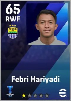 Febri Hariyadi eFootball 2026 player card — 65 OVR RWF