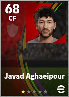 Javad Aghaeipour eFootball 2026 player card — 68 OVR CF