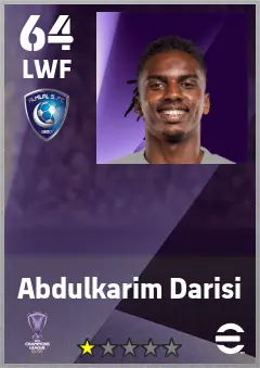 Abdulkarim Darisi eFootball 2026 player card — 64 OVR LWF