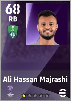 Ali Hassan Majrashi eFootball 2026 player card — 68 OVR RB