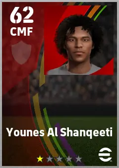 Younes Al Shanqeeti eFootball 2026 player card — 62 OVR CMF