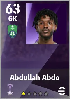 Abdullah Abdo eFootball 2026 player card — 63 OVR GK