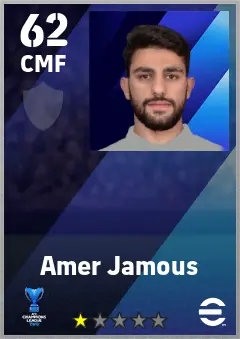 Amer Jamous eFootball 2026 player card — 62 OVR CMF