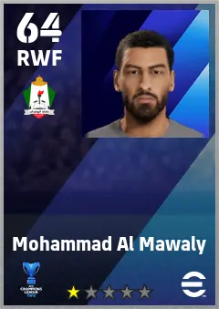 Mohammad Al Mawaly eFootball 2026 player card — 64 OVR RWF