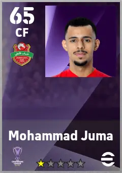 Mohammad Juma eFootball 2026 player card — 65 OVR CF