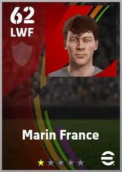 Marin France eFootball 2026 player card — 62 OVR LWF