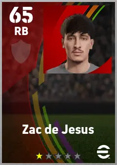Zac de Jesus eFootball 2026 player card — 65 OVR RB