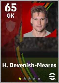 H. Devenish-Meares eFootball 2026 player card — 65 OVR GK