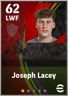 Joseph Lacey eFootball 2026 player card — 62 OVR LWF