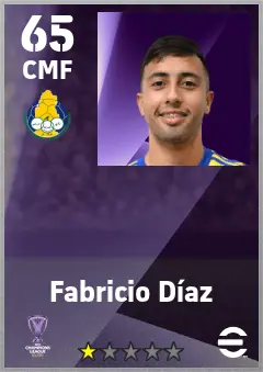 Fabricio Diaz eFootball 2026 player card — 65 OVR CMF