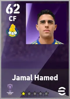 Jamal Hamed eFootball 2026 player card — 62 OVR CF