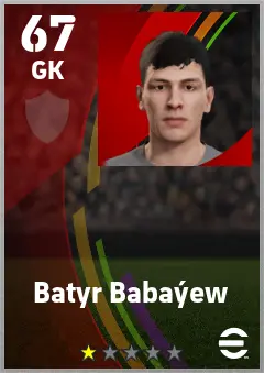 Batyr Babayew eFootball 2026 player card — 67 OVR GK