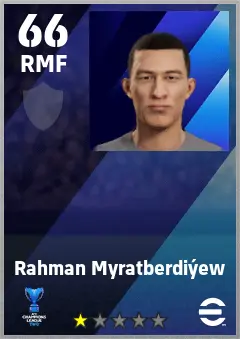 Rahman Myratberdiyew eFootball 2026 player card — 66 OVR RMF