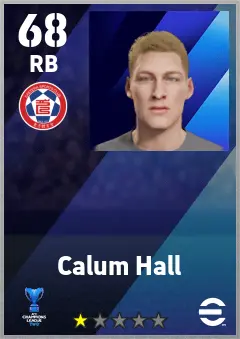 Calum Hall eFootball 2026 player card — 68 OVR RB