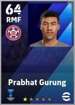 Prabhat Gurung eFootball 2026 player card — 64 OVR RMF