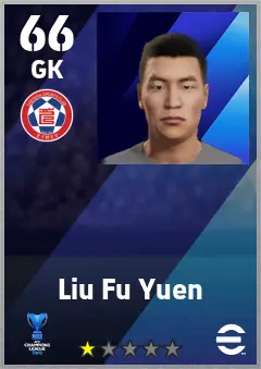 Liu Fu Yuen eFootball 2026 player card — 66 OVR GK