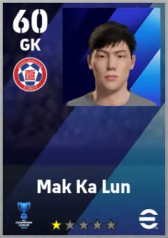 Mak Ka Lun eFootball 2026 player card — 60 OVR GK