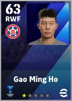 Gao Ming Ho eFootball 2026 player card — 63 OVR RWF