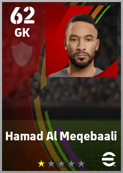 Hamad Al Meqebaali eFootball 2026 player card — 62 OVR GK