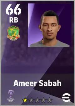 Ameer Sabah eFootball 2026 player card — 66 OVR RB