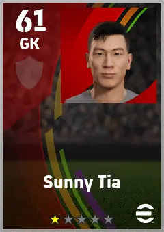 Sunny Tia eFootball 2026 player card — 61 OVR GK