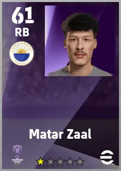 Matar Zaal eFootball 2026 player card — 61 OVR RB