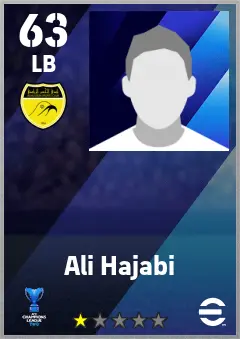 Ali Hajabi eFootball 2026 player card — 63 OVR LB