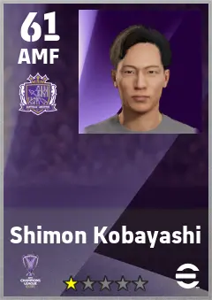 Shimon Kobayashi eFootball 2026 player card — 61 OVR AMF