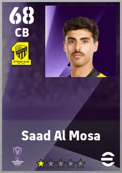 Saad Al Mosa eFootball 2026 player card — 68 OVR CB