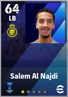 Salem Al Najdi eFootball 2026 player card — 64 OVR LB