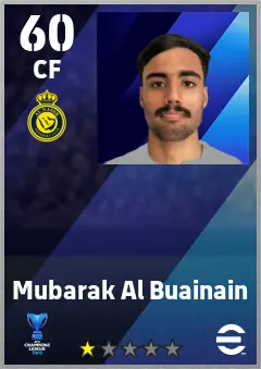 Mubarak Al Buainain eFootball 2026 player card — 60 OVR CF