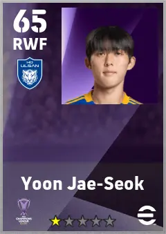 Yoon Jae-Seok eFootball 2026 player card — 65 OVR RWF
