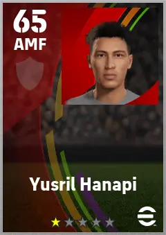 Yusril Hanapi eFootball 2026 player card — 65 OVR AMF