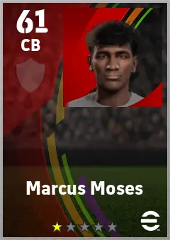 Marcus Moses eFootball 2026 player card — 61 OVR CB