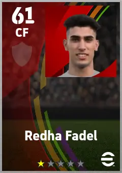 Redha Fadel eFootball 2026 player card — 61 OVR CF