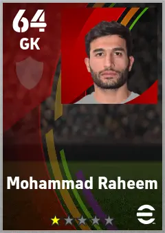 Mohammad Raheem eFootball 2026 player card — 64 OVR GK