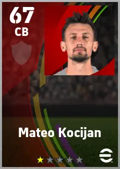 Mateo Kocijan eFootball 2026 player card — 67 OVR CB
