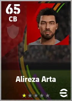 Alireza Arta eFootball 2026 player card — 65 OVR CB