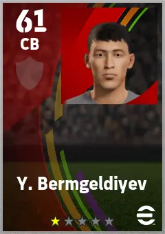 Y. Bermgeldiyev eFootball 2026 player card — 61 OVR CB