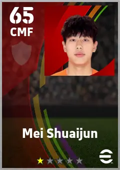Mei Shuaijun eFootball 2026 player card — 65 OVR CMF