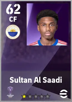 Sultan Al Saadi eFootball 2026 player card — 62 OVR CF