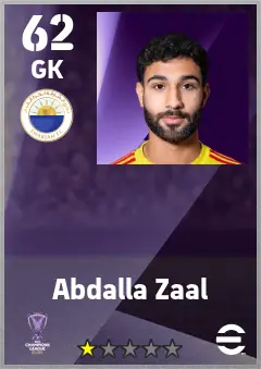 Abdalla Zaal eFootball 2026 player card — 62 OVR GK